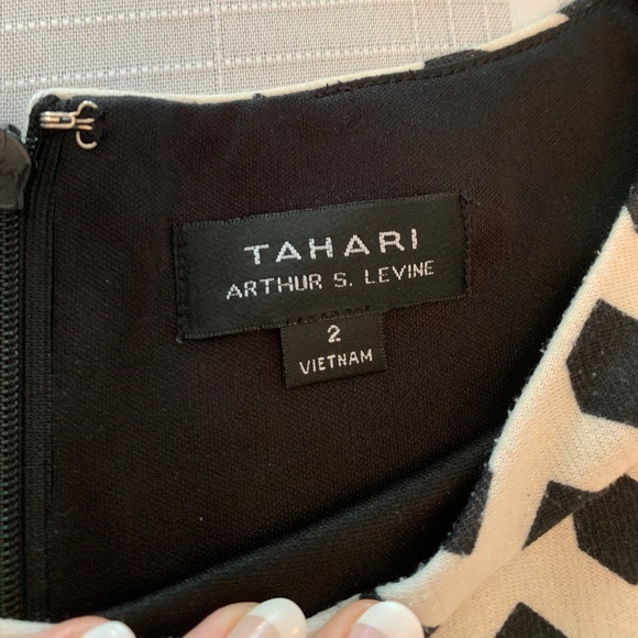 Navy Blue/Cream Tahari Geometric Dress - Picture 3 of 3